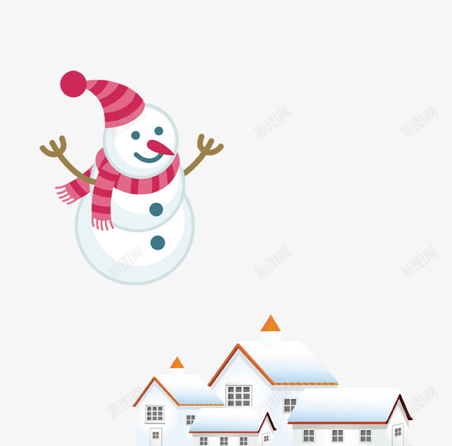 冬天雪人房子png免抠素材_88icon https://88icon.com 冬日题材 海报装饰 雪人