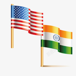 美国和印度国旗矢量图素材