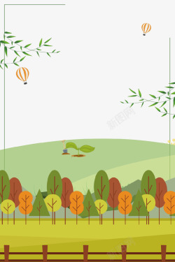 绿色春季草地海报边框素材