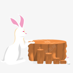 中秋节主题玉兔木墩素材