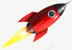 扁平合成质感红色的火箭发射素材