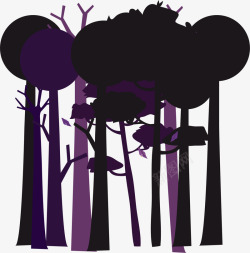 卡通森林风树桩手绘夜晚森林插画装饰图案矢量图高清图片