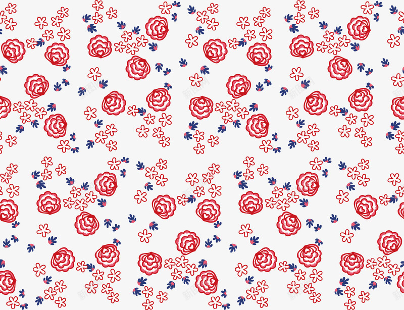 红色连续碎花图案服装服饰图案矢量图ai免抠素材_88icon https://88icon.com 服装服饰图案 碎花图案 红色 矢量图
