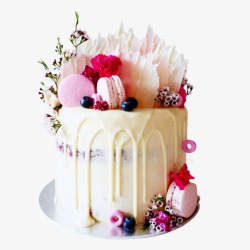 礼物蛋糕烛台花朵马卡龙巧克力翻糖蛋糕高清图片