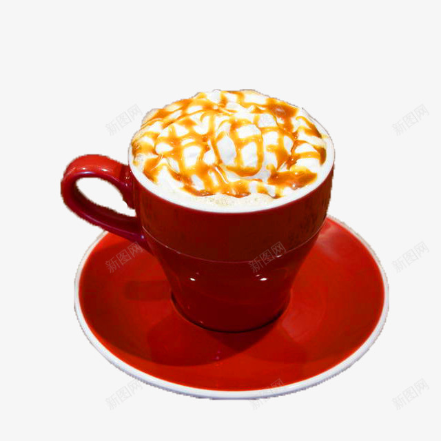 红杯子焦糖咖啡png免抠素材_88icon https://88icon.com 产品实物 咖啡 奶沫 杯子 焦糖 红色 花式 花式咖啡 食物 餐饮 饮品
