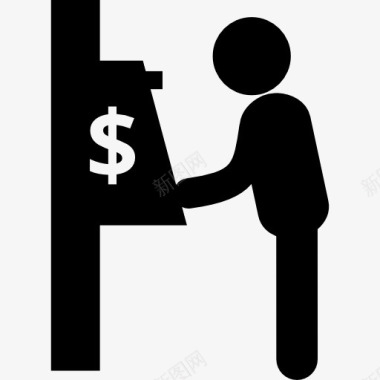 撒钱的男人人和取款机从侧视图图标图标