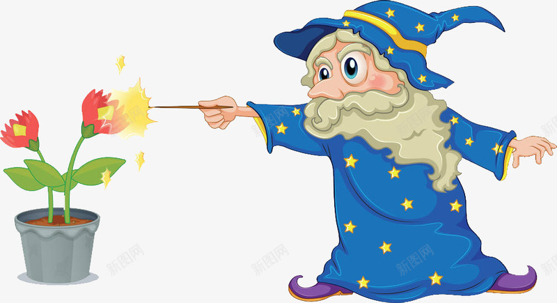 卡通插图戴蓝色帽子的魔法师png免抠素材_88icon https://88icon.com 卡通插图 变魔术 小蓝帽 戴蓝色帽子 胡子 魔法 魔法师