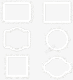 6款白色蕾丝花纹框架矢量图素材