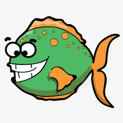 绿色小丑鱼超萌卡通手绘Q版动物素材