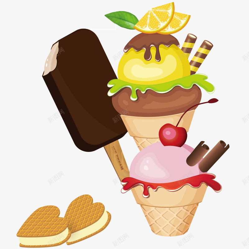 甜品店的宣传海报png免抠素材_88icon https://88icon.com 冰淇淋 甜品 蛋糕 雪糕 食物 饼干