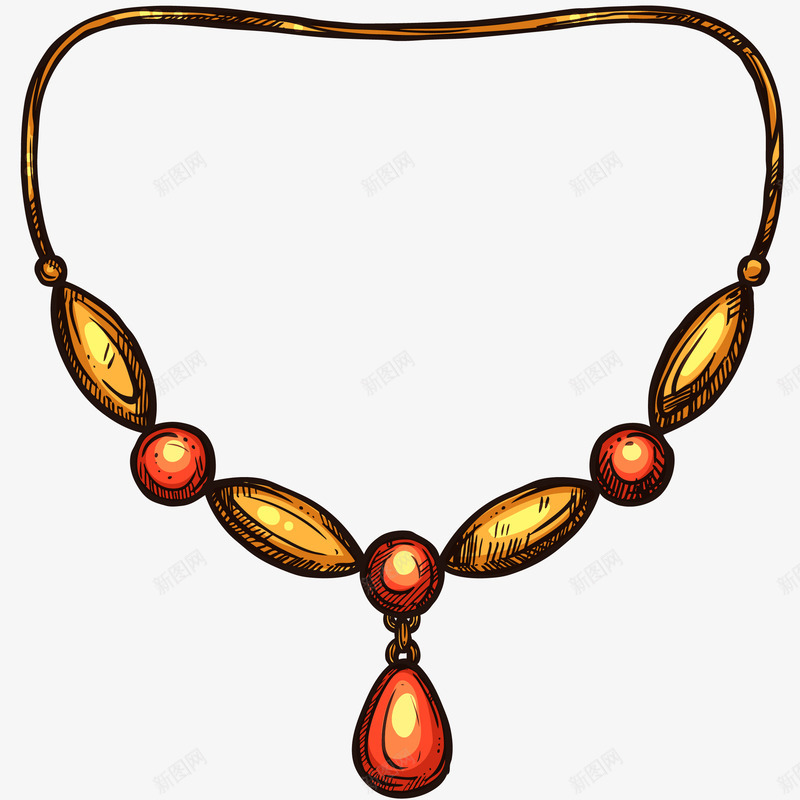 奢华项链插画矢量图ai免抠素材_88icon https://88icon.com 免抠PNG 奢华项链矢量插画 女士项链 珠宝 项链 首饰 矢量图