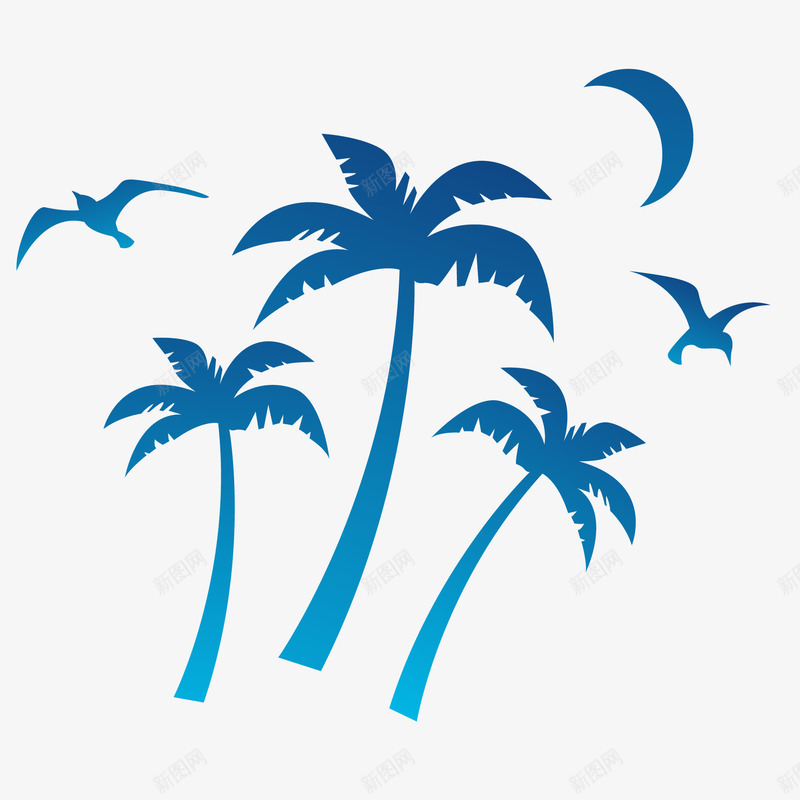 剪影海边元素矢量图eps免抠素材_88icon https://88icon.com 剪影 旅行 椰子树 沙滩 海滩 海鸥 矢量图