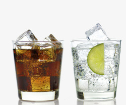 碳酸饮品玻璃杯柠檬汽水可乐高清图片