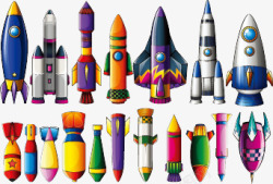 彩色卡通火箭素材