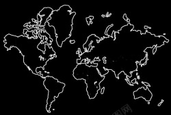 带通道的黑白的世界地图轮廓素材