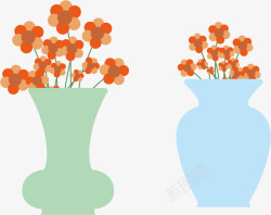 扁平花瓶与花朵矢量图素材