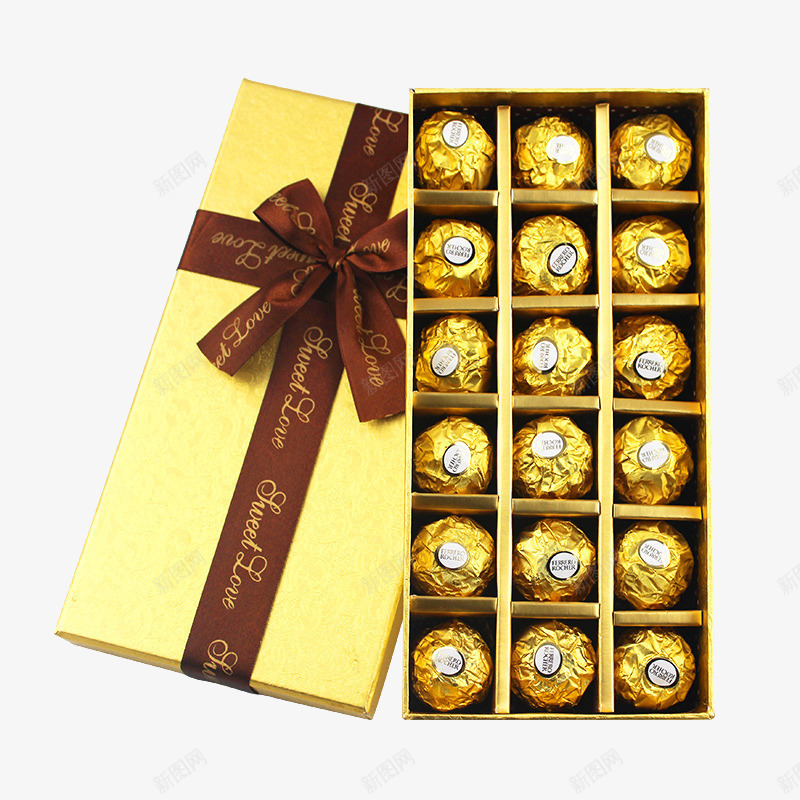 好吃的巧克力盒装png免抠素材_88icon https://88icon.com 产品实物 休闲小吃 金色包装 零食