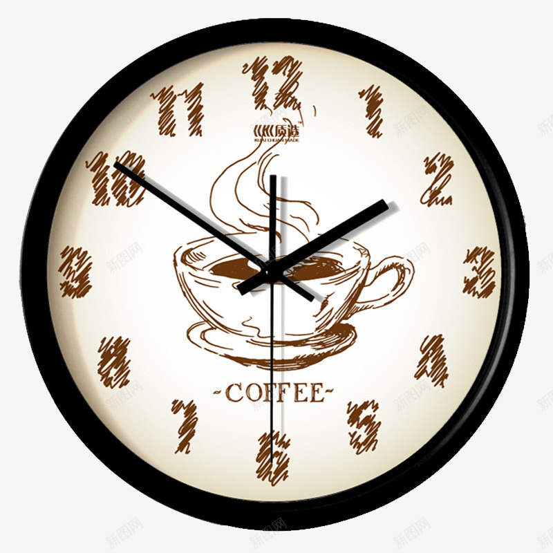 咖啡杯图案创意挂钟png免抠素材_88icon https://88icon.com 产品实物 咖啡厅挂钟 圆形 挂钟 餐厅挂钟