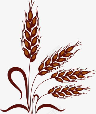 下麦青稞植物手绘图矢量图图标图标