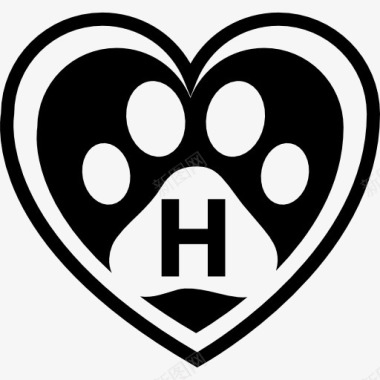 宠物酒店宠物酒店象征了一颗狗爪内图标图标