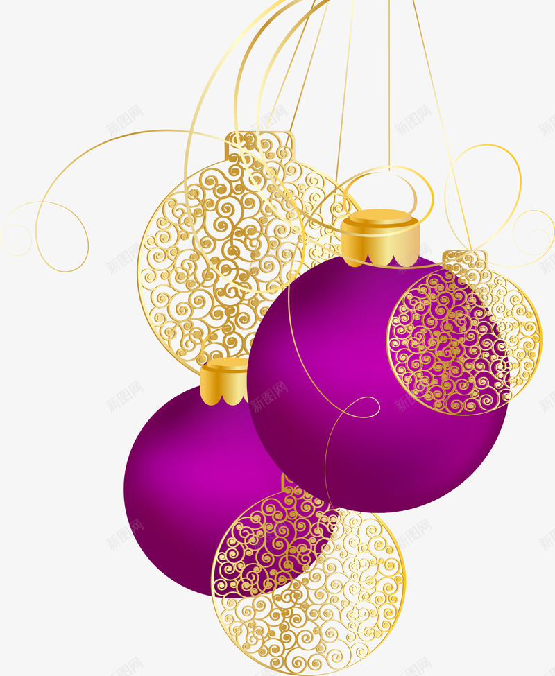 紫色圣诞彩球矢量图eps免抠素材_88icon https://88icon.com 圣诞节 彩球 装饰 矢量图