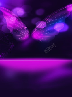 紫色蝴蝶全屏海报背景素材