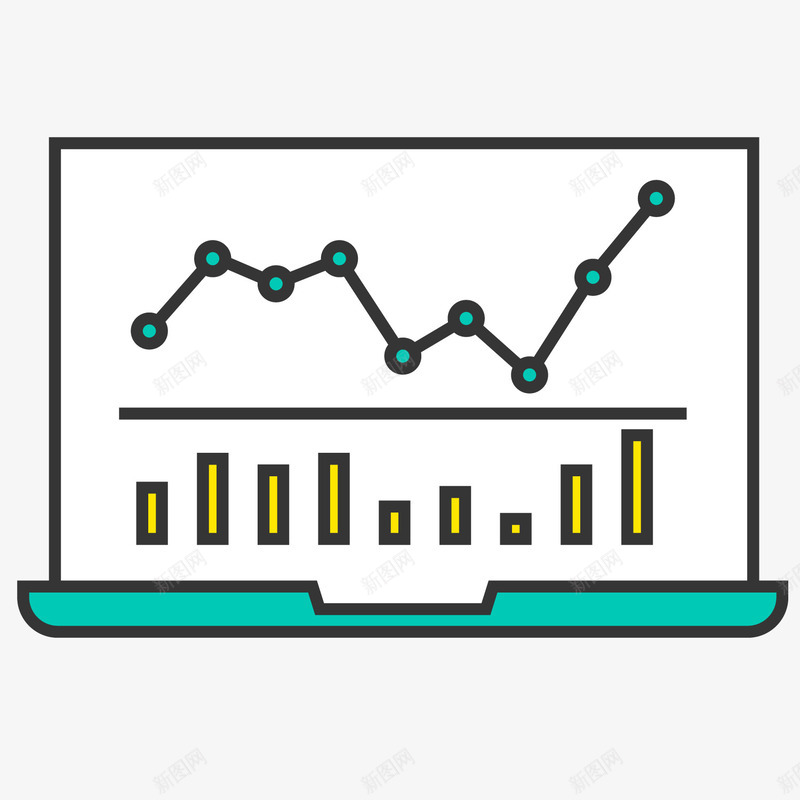 一幅扁平化的折线图矢量图ai免抠素材_88icon https://88icon.com 卡通 商人 图表 扁平化 折线图 折线图符号 数据分析 矢量图