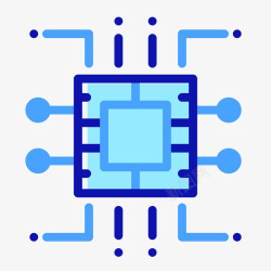 手绘芯片蓝色手绘芯片卡通图标矢量图高清图片