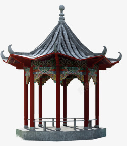 中国风红色亭子建筑中国风古典亭子高清图片