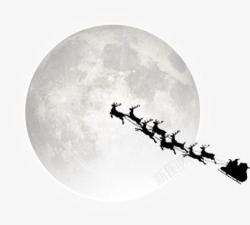 圣诞节月亮素材月亮和鹿高清图片