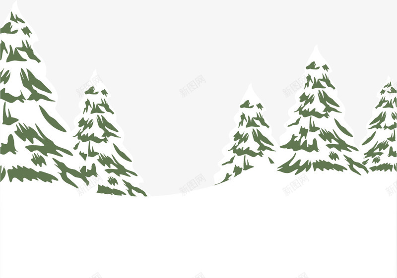 雪覆盖的松树矢量图ai免抠素材_88icon https://88icon.com 下雪 冬天 松树 树木 植物 矢量图