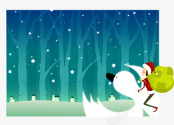 卡通冬天骑着天鹅的圣诞老人矢量图素材