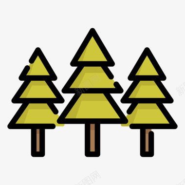 扁平化风格的树卡通手绘森林图标图标