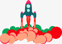 红色卡通火箭装饰图案素材