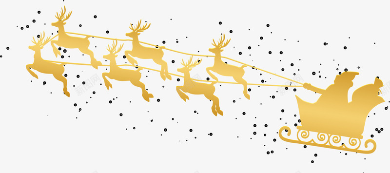 圣诞节金色圣诞老人png免抠素材_88icon https://88icon.com 圣诞节 派送礼物 金色圣诞老人 金色雪橇 金色麋鹿 麋鹿拉车