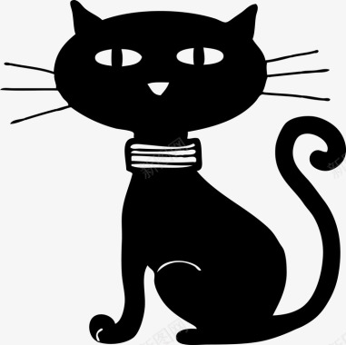 尾巴可爱黑色猫咪图标图标