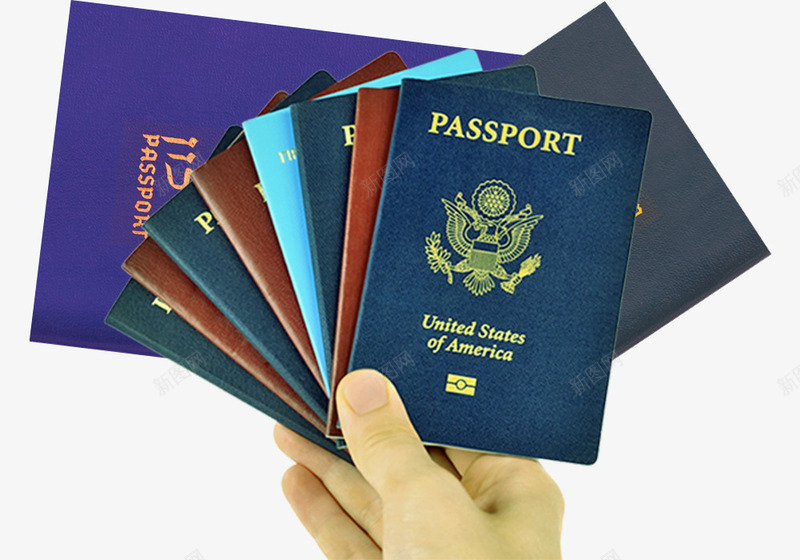 一沓不同颜色的美国护照png免抠素材_88icon https://88icon.com 出国 护照 美国护照 证件