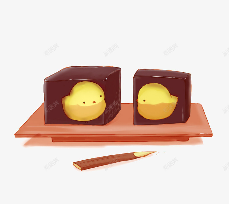 巧克力布丁小鸡png免抠素材_88icon https://88icon.com 卡通 可爱 小鸡崽 手绘 甜点 萌 蛋糕 面包 食品 食品海报插画 食物