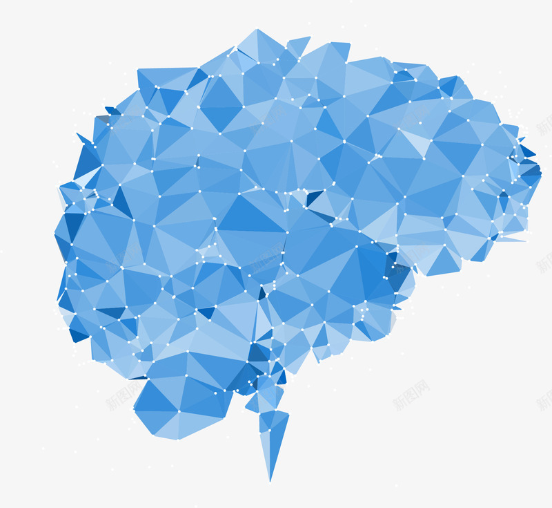 蓝色低多边形大脑气泡png免抠素材_88icon https://88icon.com 低多边形 抽象图形 矢量素材 蓝色大脑 蓝色气泡框
