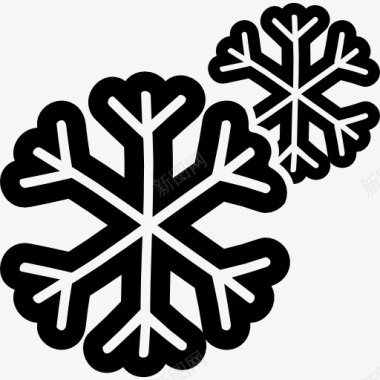 白雪皑皑雪花夫妇手绘轮廓图标图标