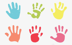 彩色五指印六色手掌高清图片