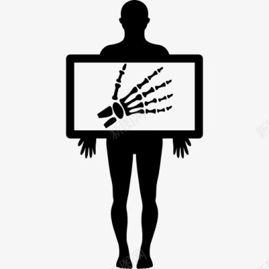 男子持手骨X射线图像图标图标