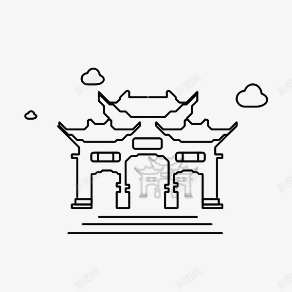 金马碧鸡手绘线描图png免抠素材_88icon https://88icon.com 建筑 昆明 碧鸡坊牌坊 金马碧鸡