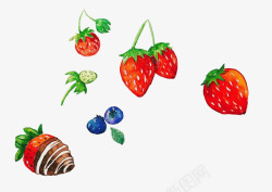 手绘草莓裝飾素材