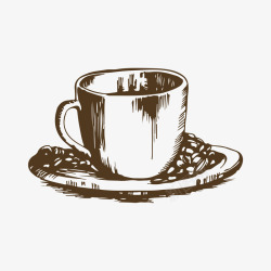 素描咖啡杯矢量图素材