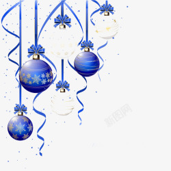 圣诞节蓝色小球挂饰素材