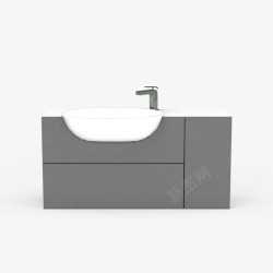 白色水池方形纯色卫浴柜子素材