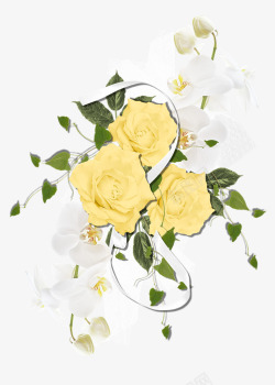 手绘黄色的花白色的花素材