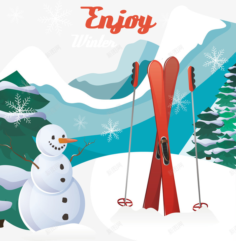 冬天享受雪山滑雪矢量图ai免抠素材_88icon https://88icon.com 冰天雪地 滑雪 滑雪橇 矢量png 雪人 雪山滑雪 矢量图