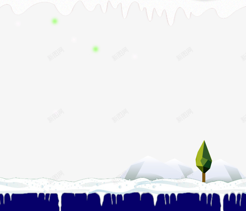 融化的雪png免抠素材_88icon https://88icon.com 下雪 冬天 卡通树 白色 绿色 蓝色 雪人 雪地 雪球 雪花